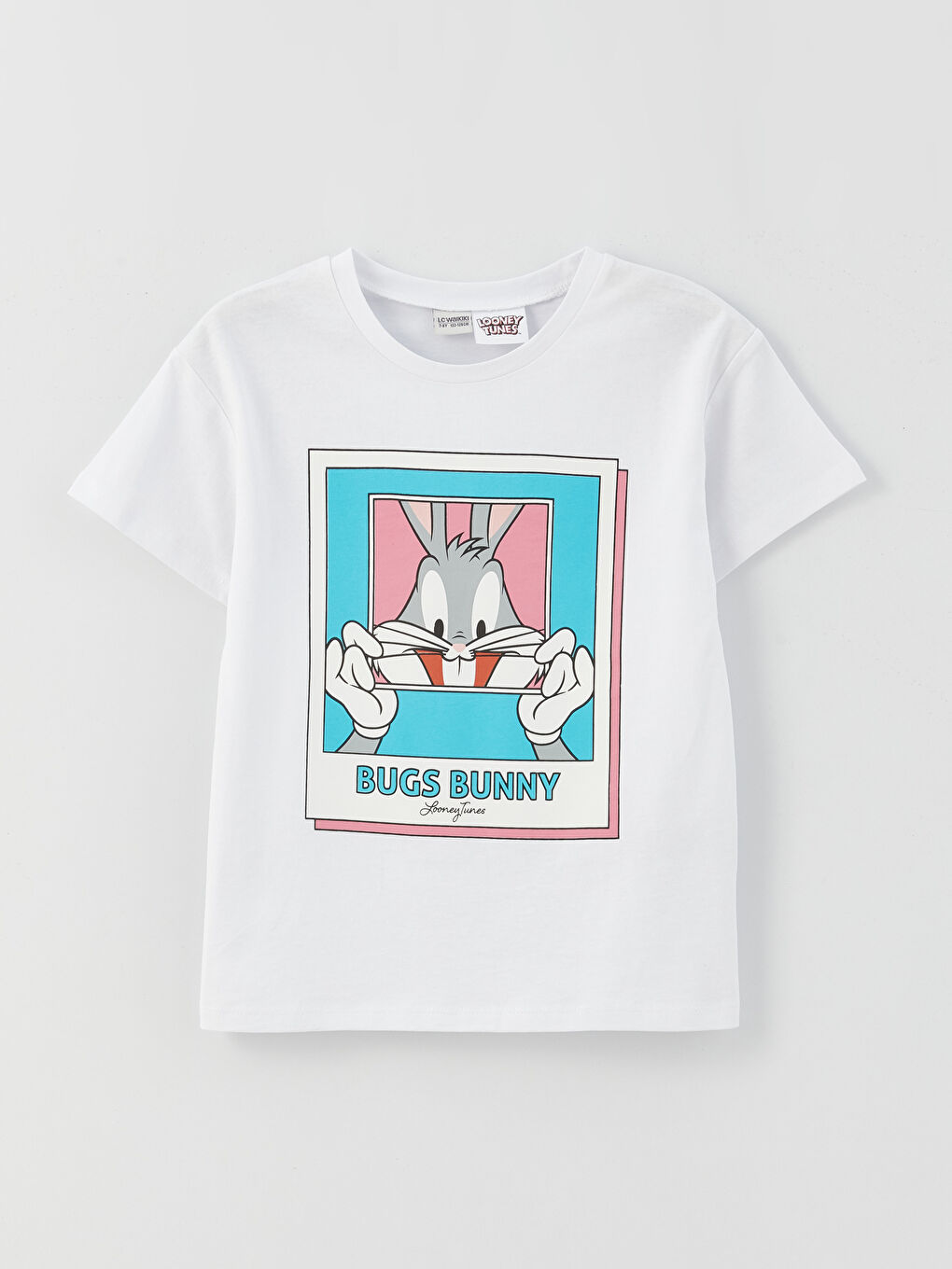 Crew Neck Bugs Bunny Printed Short Sleeve Girls' T-Shirt