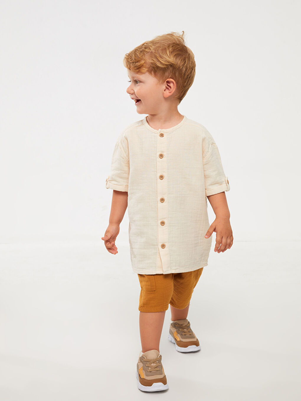 футболка с круглым вырезом и коротким рукавом и шорты для малышей мальчиков-1