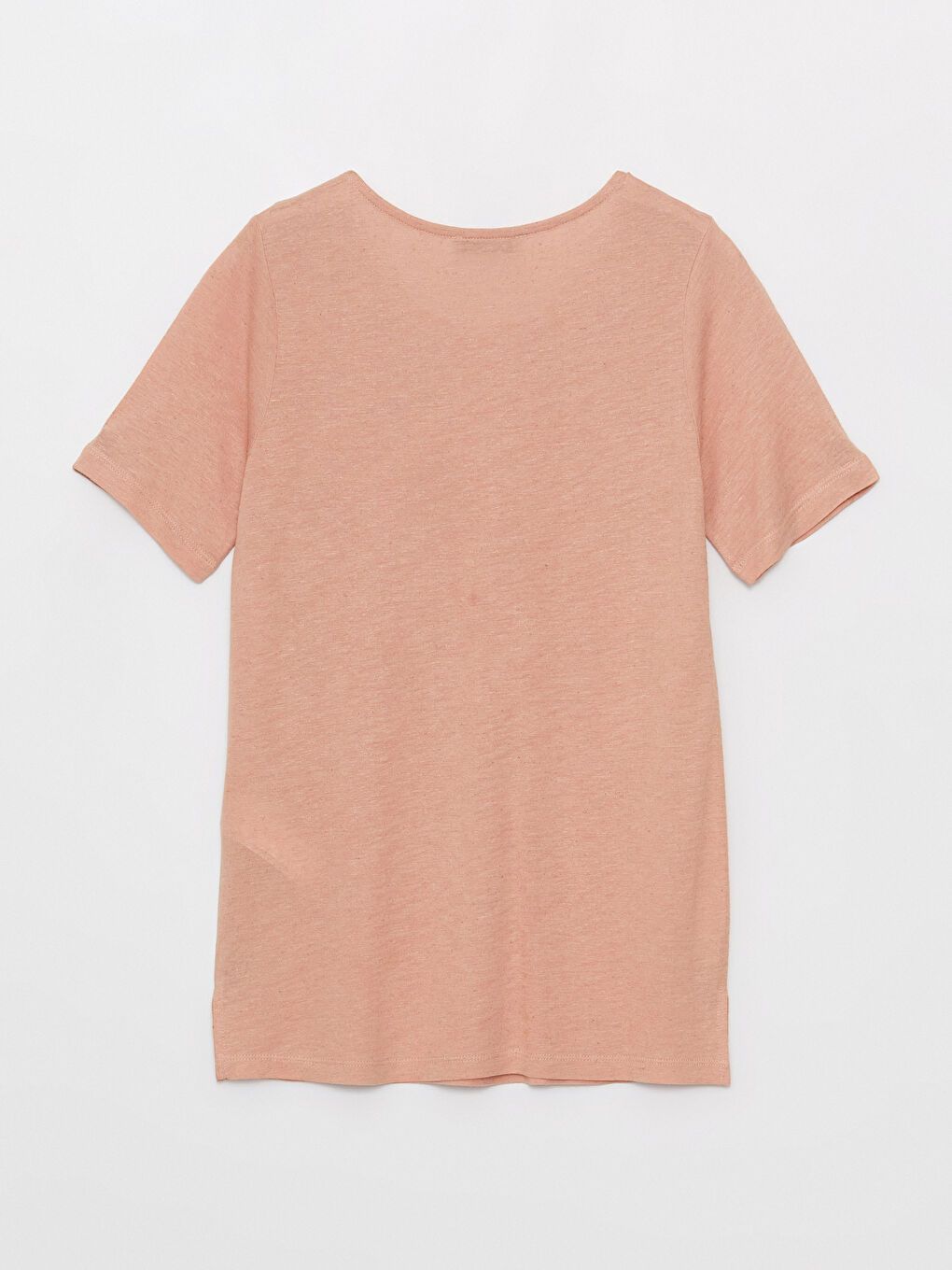 LCW Grace Crew Collar Printed Short Sleeve Linen Blend Women's Blouse -S3H289Z8-FLJ