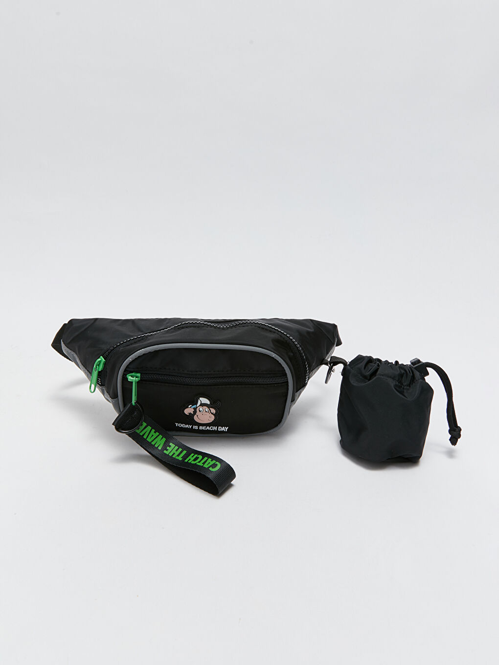 Siyah Nostaljik Maymun Baskılı Erkek Çocuk Bel Çantası-3