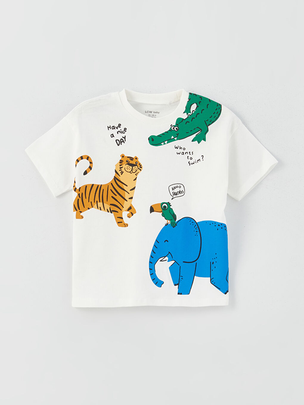 Crew Neck Short Sleeve Printed Baby Boys' T-Shirt 2 Pack -S3H334Z1-FDU