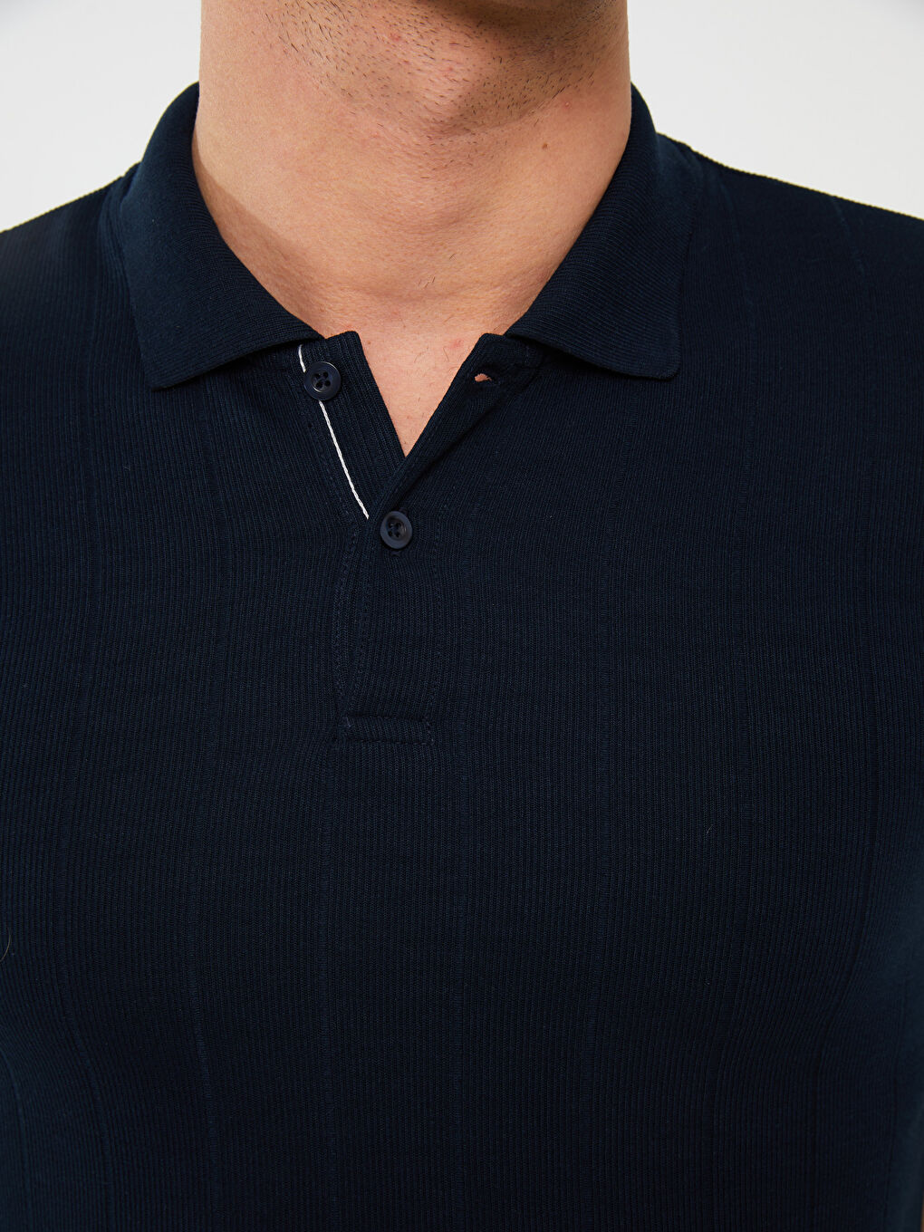 Lacivert Polo Yaka Kısa Kollu Erkek Tişört-3