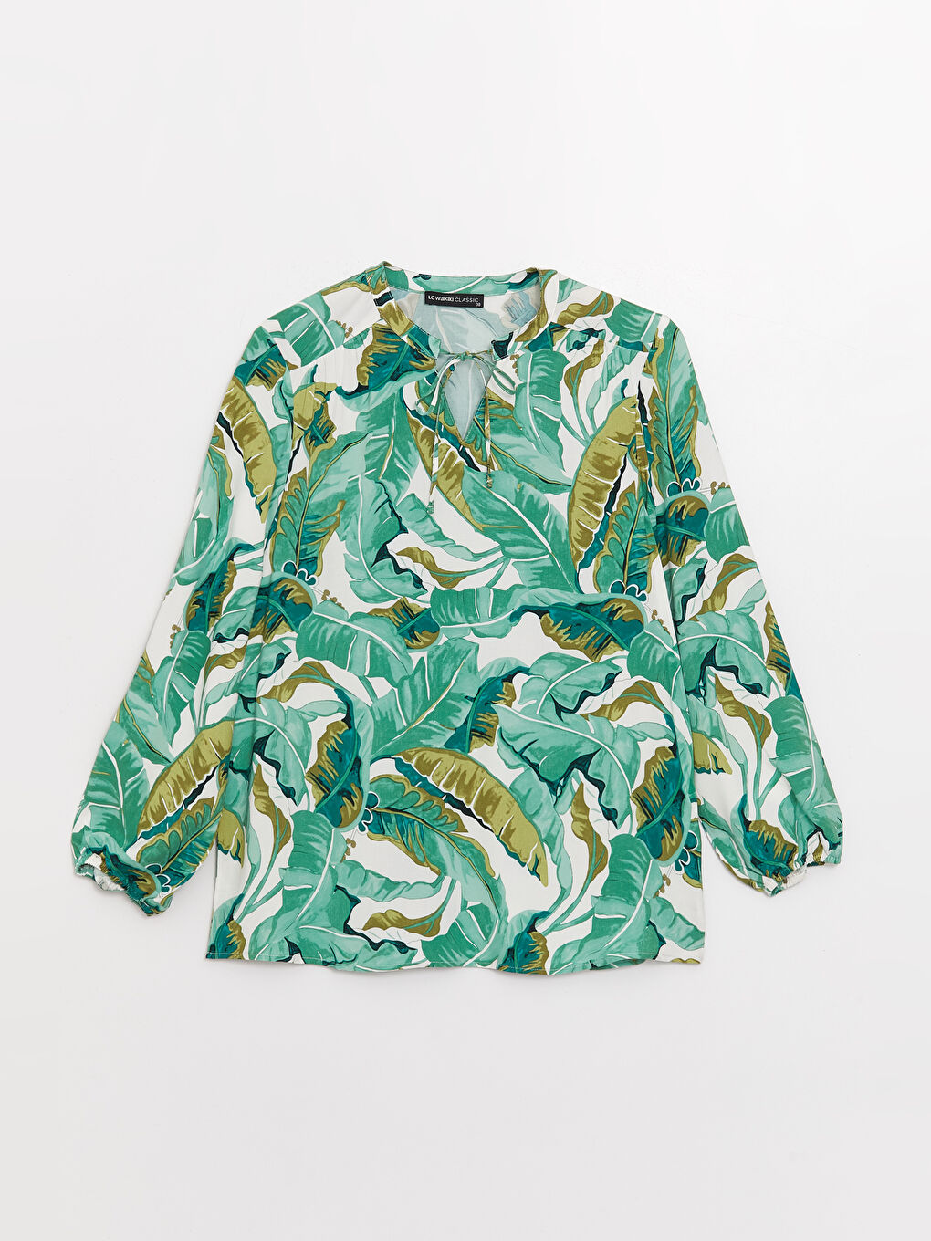 Tie Neck Patterned Long Sleeve Women's Blouse-6