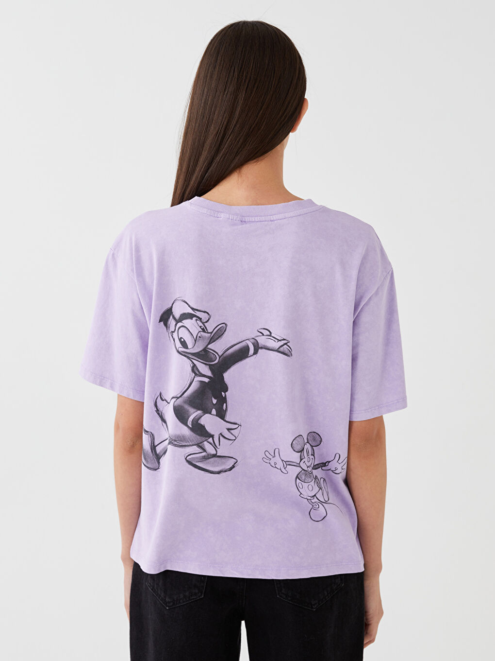 Crew Neck Minnie Mouse Printed Short Sleeve Oversize Women's T-Shirt-4