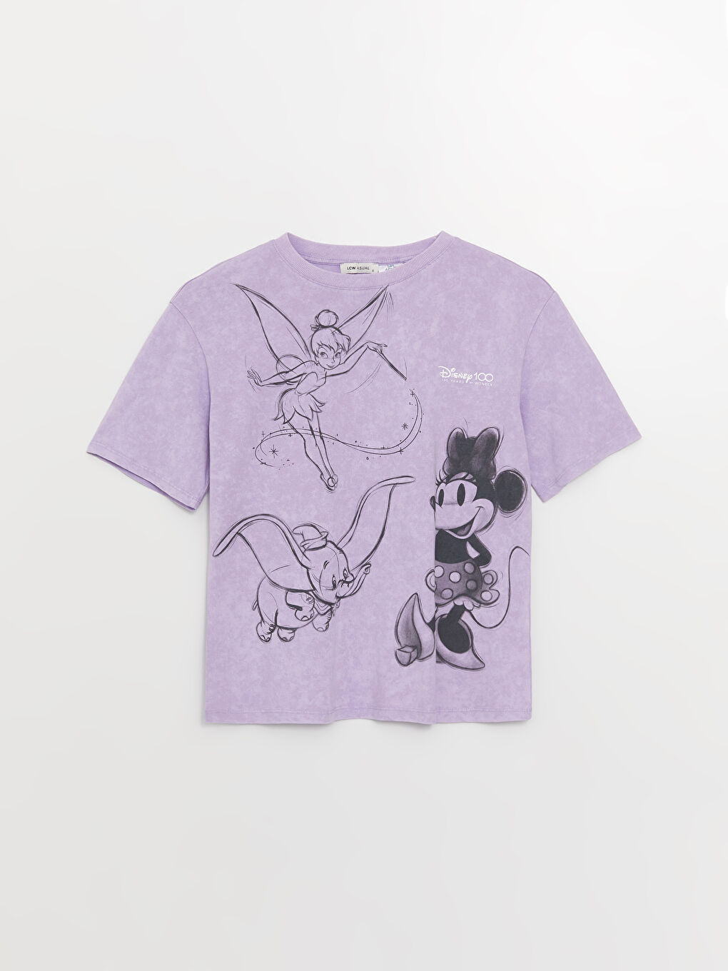 Crew Neck Minnie Mouse Printed Short Sleeve Oversize Women's T-Shirt-5