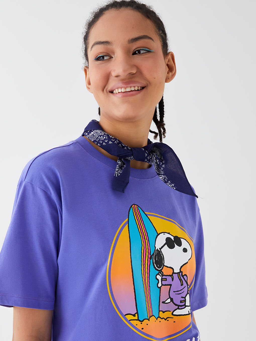 LC Waikiki Crew Neck Snoopy Printed Short Sleeve Oversize Women's T-Shirt -S3H359Z8-H2U