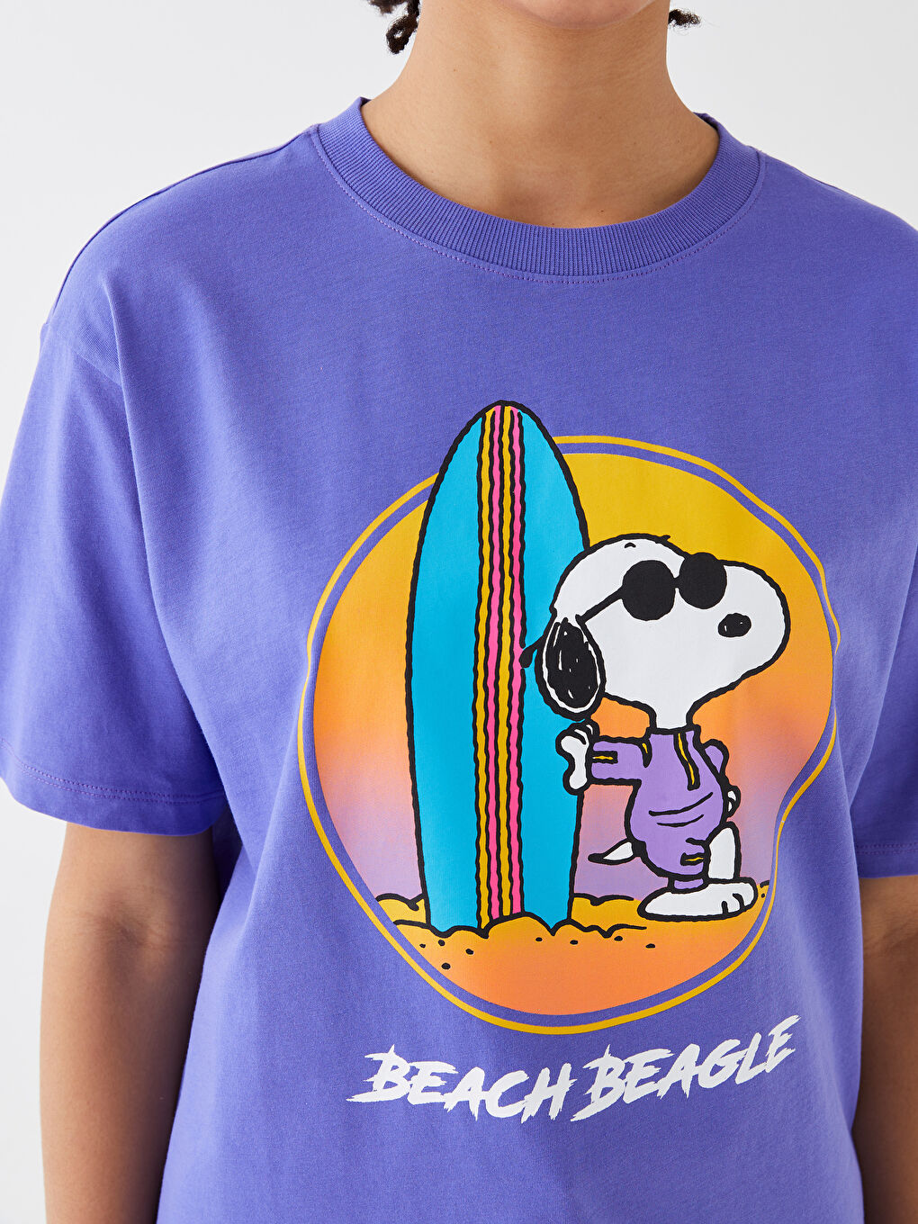 LC Waikiki Crew Neck Snoopy Printed Short Sleeve Oversize Women's T-Shirt -S3H359Z8-H2U