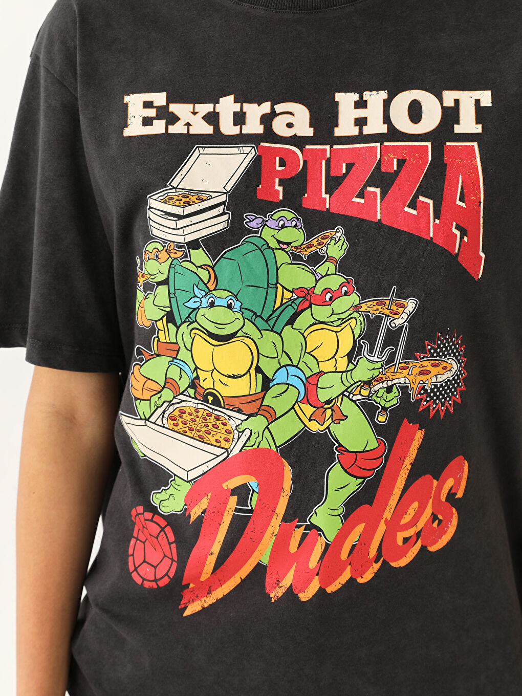 LCW Vision Crew Neck Ninja Turtles Printed Short Sleeve Oversize Women's T-Shirt -S3H360Z8-DC4