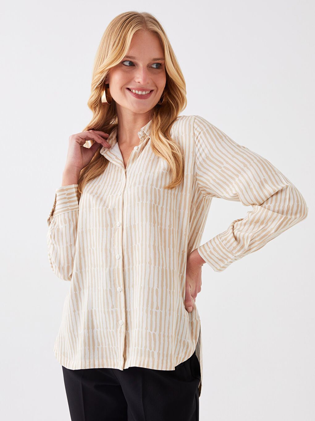 LC Waikiki Patterned Long Sleeve Women's Shirt -S3H371Z8-LQB