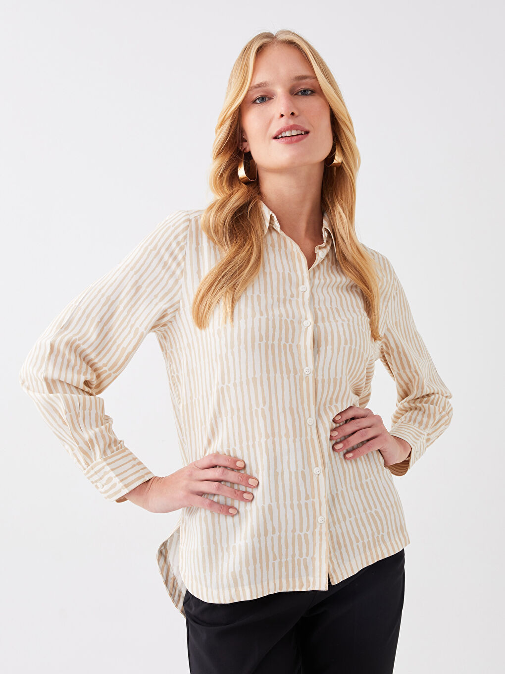 LC Waikiki Patterned Long Sleeve Women's Shirt -S3H371Z8-LQB
