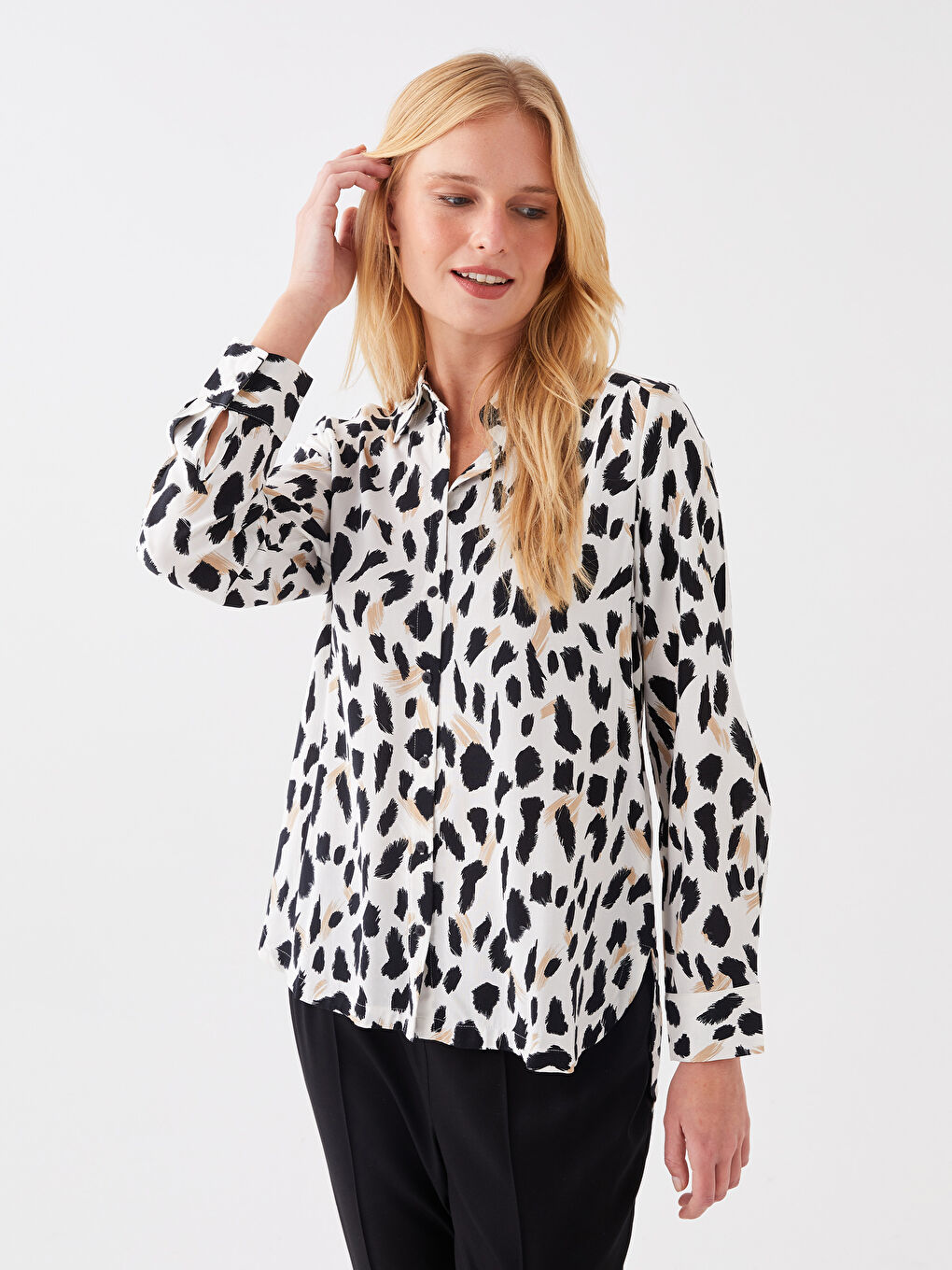 Patterned Long Sleeve Women's Shirt-1