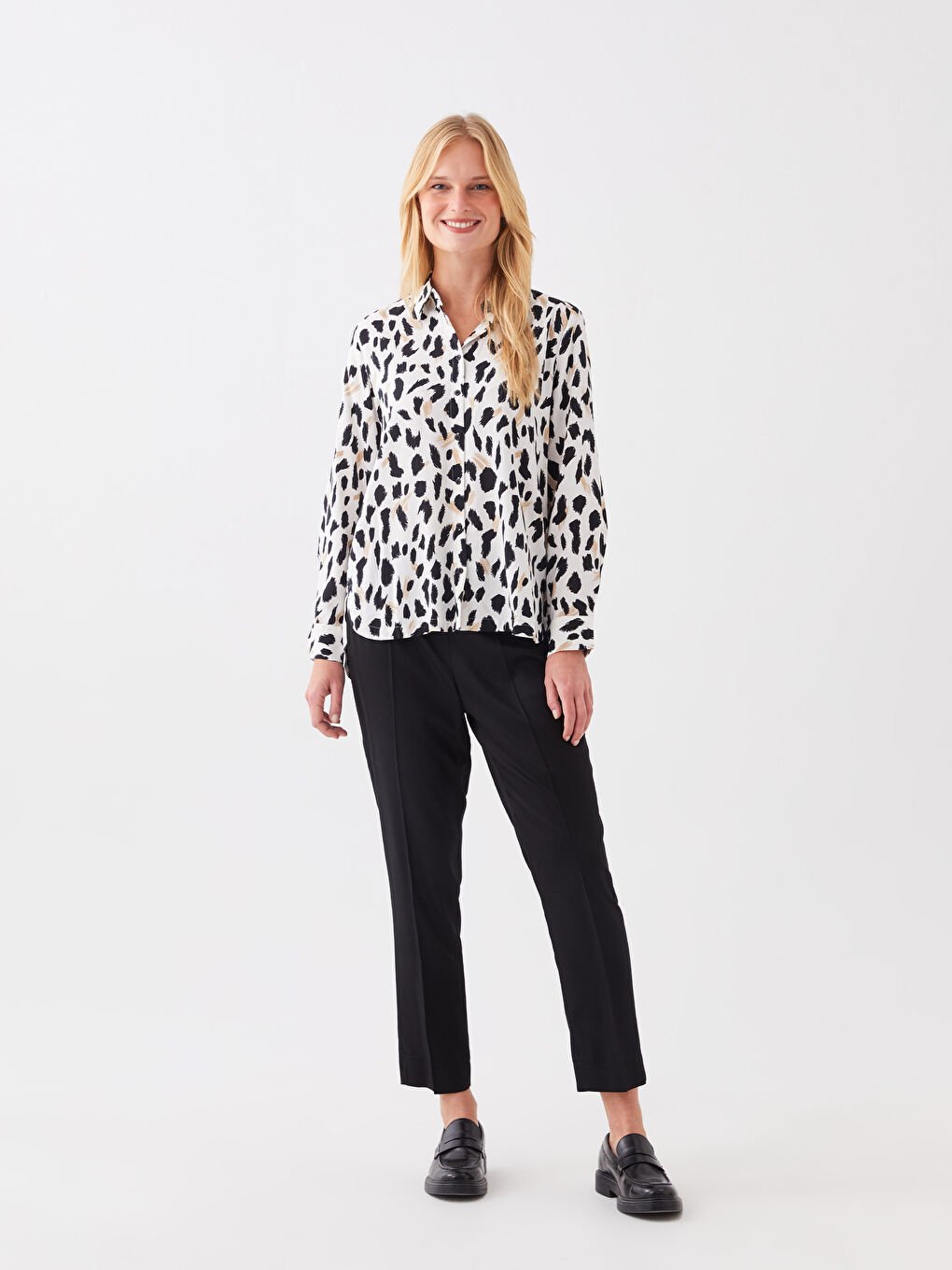 Patterned Long Sleeve Women's Shirt-2