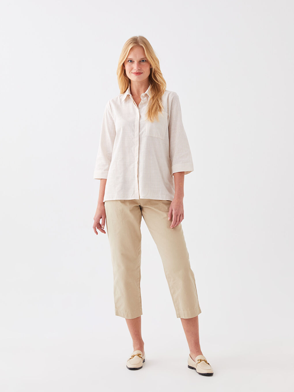 LCWAIKIKI Classic Damen Gestreiftes Hemd -S3H375Z8-LE8