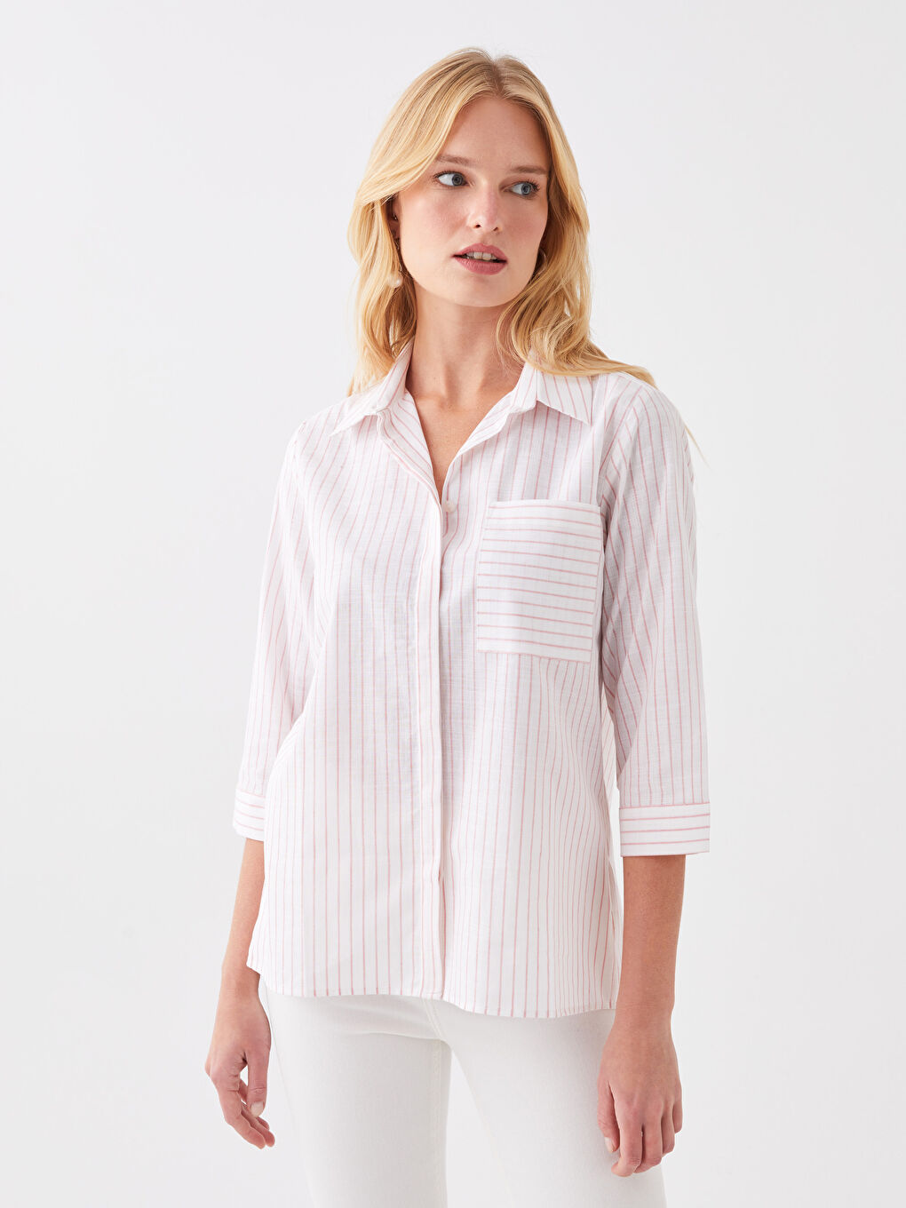 LCWAIKIKI Classic Women's Striped Shirt -S3H375Z8-LHK