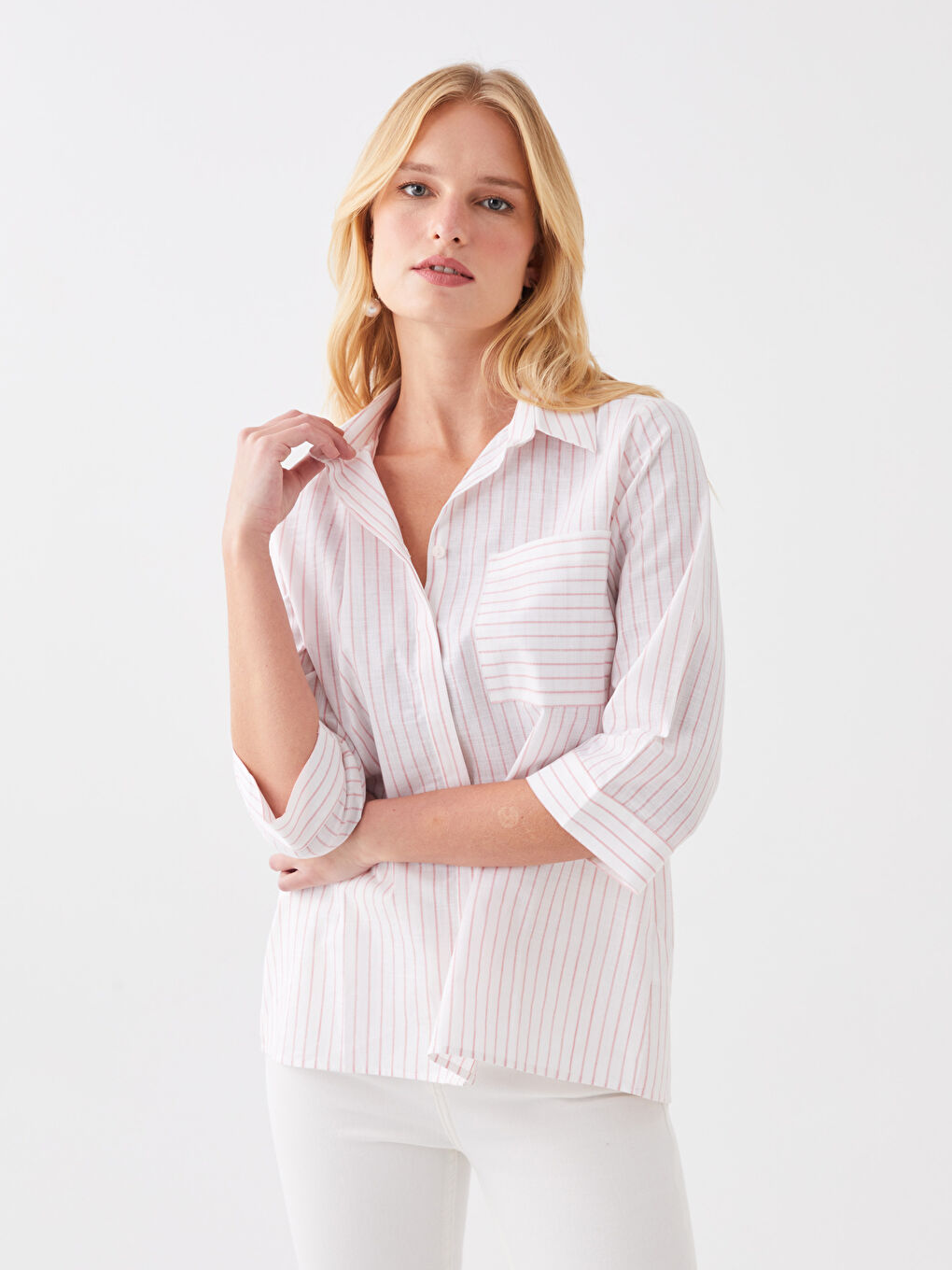 LCWAIKIKI Classic Women's Striped Shirt -S3H375Z8-LHK