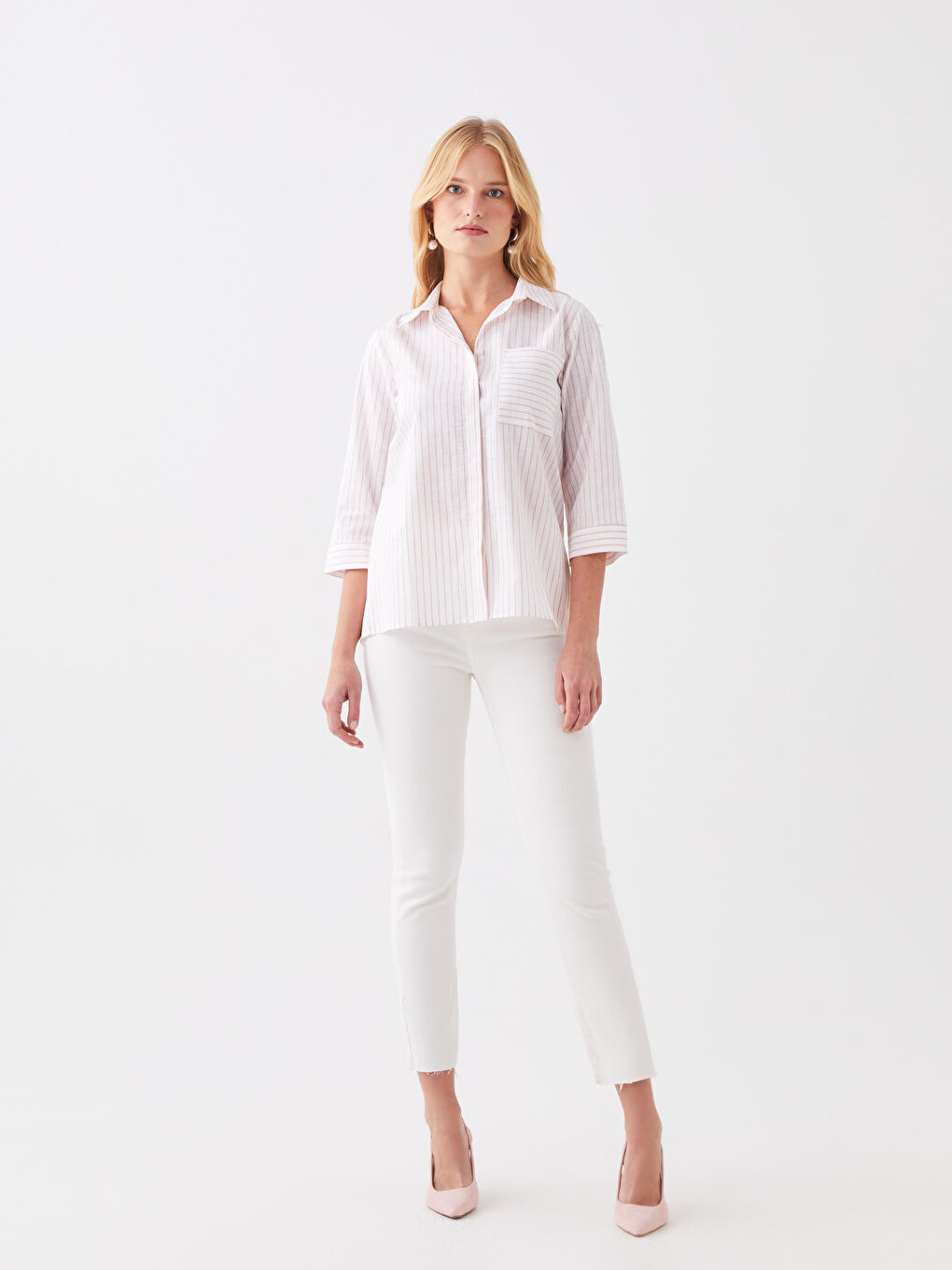 LCWAIKIKI Classic Women's Striped Shirt -S3H375Z8-LHK