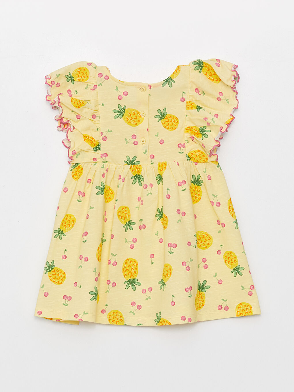 Crew Neck Short Sleeve Patterned Baby Girl Dress-1