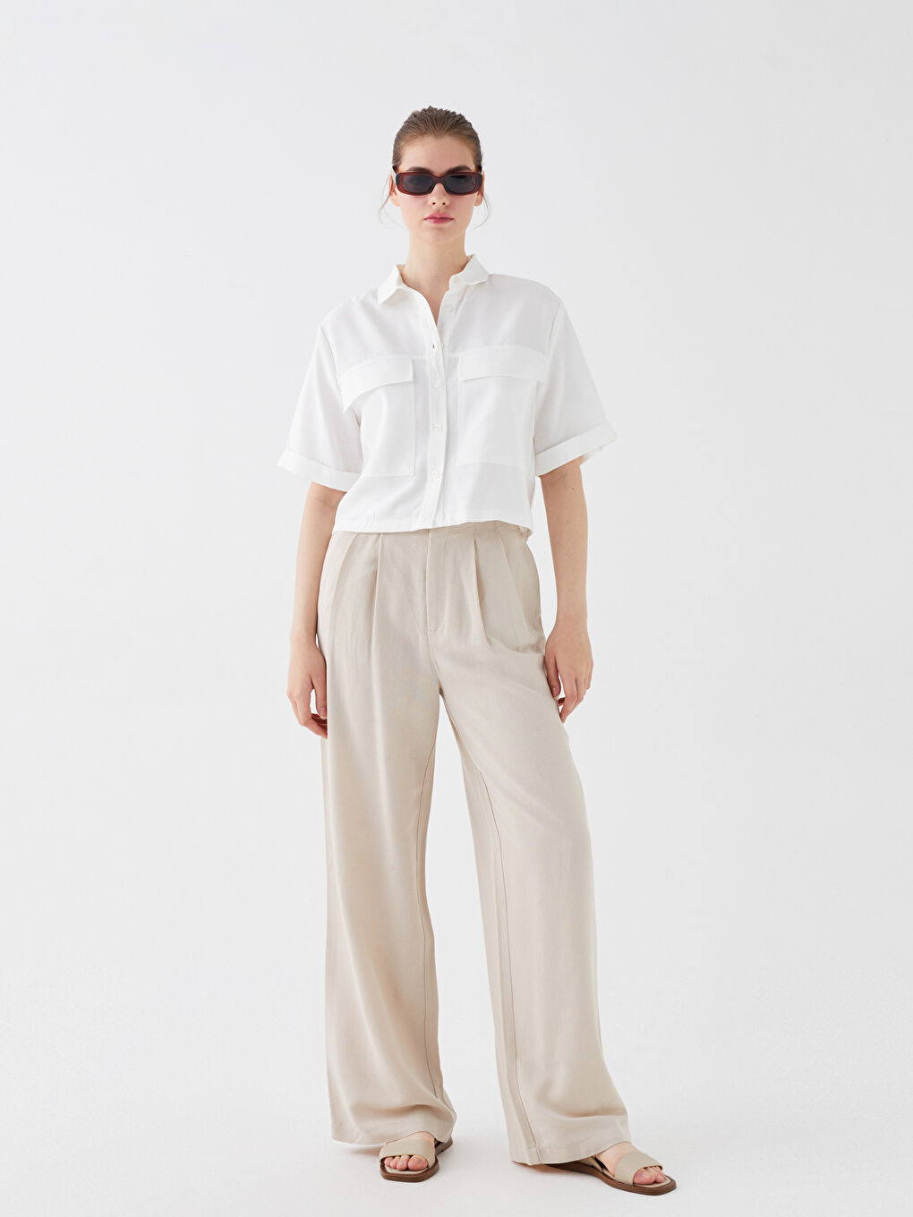 Әйелдерге арналған кең үлгідегі өрнексіз зығыр қоспасы шалбар-2