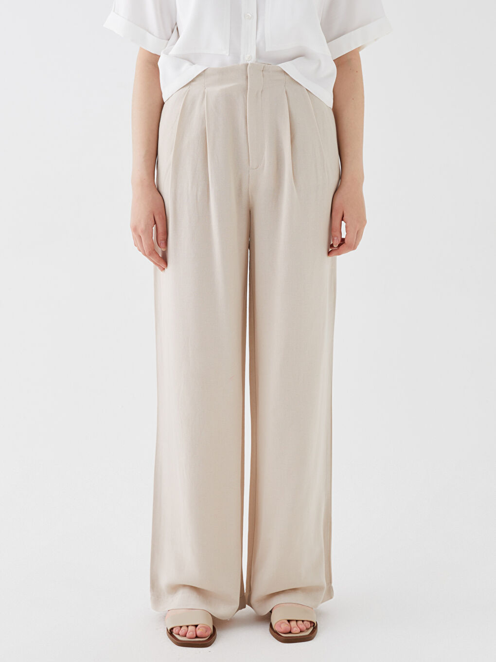 Әйелдерге арналған кең үлгідегі өрнексіз зығыр қоспасы шалбар-3