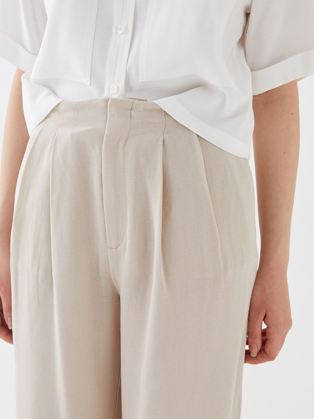 Әйелдерге арналған кең үлгідегі өрнексіз зығыр қоспасы шалбар-5