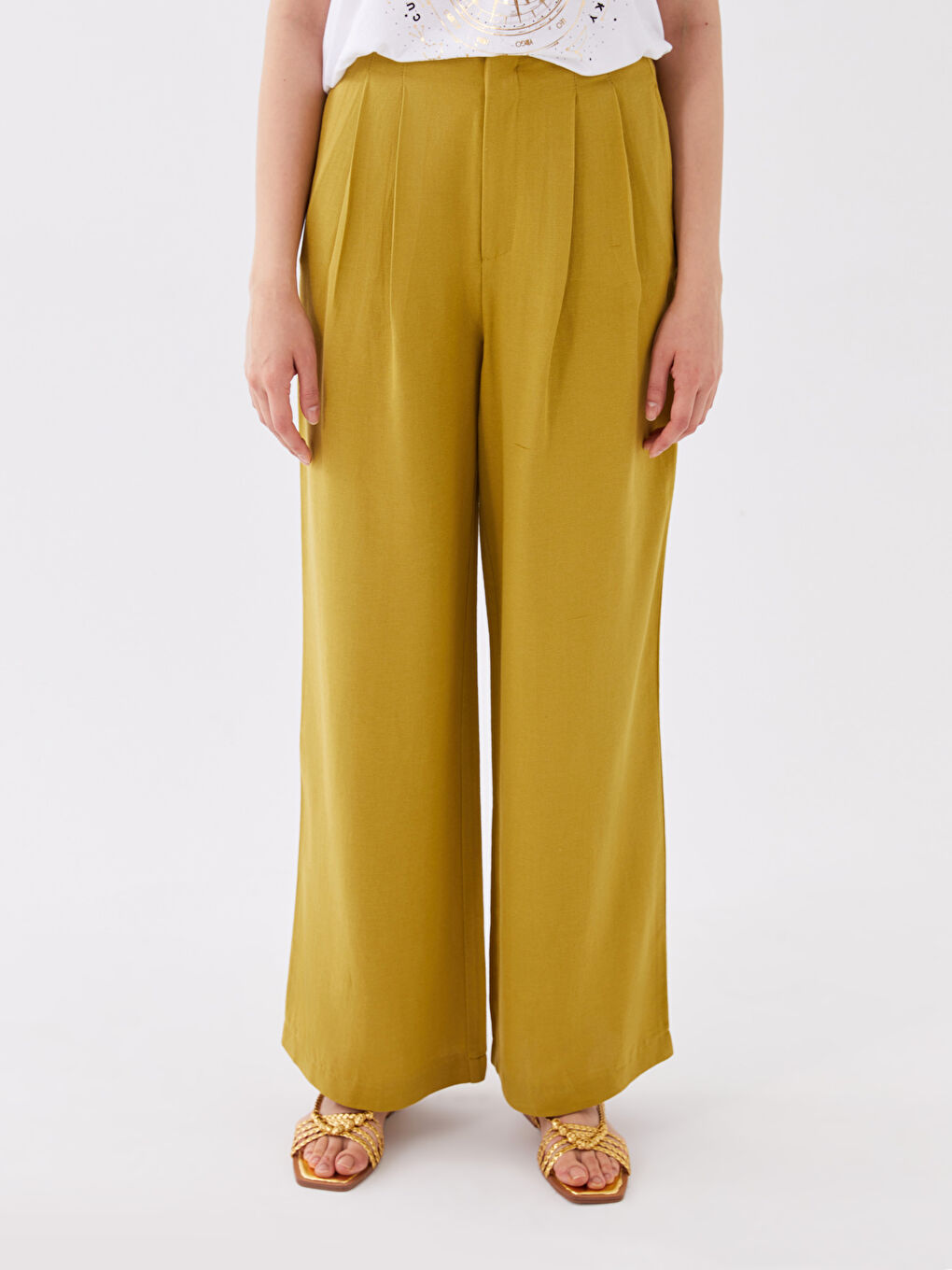 Свободные Однотонные Брюки из Льняной Смеси для Женщин-3