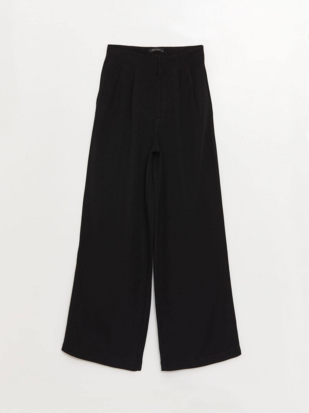 Siyah Rahat Kalıp Düz Keten Karışımlı Kadın Pantolon-5