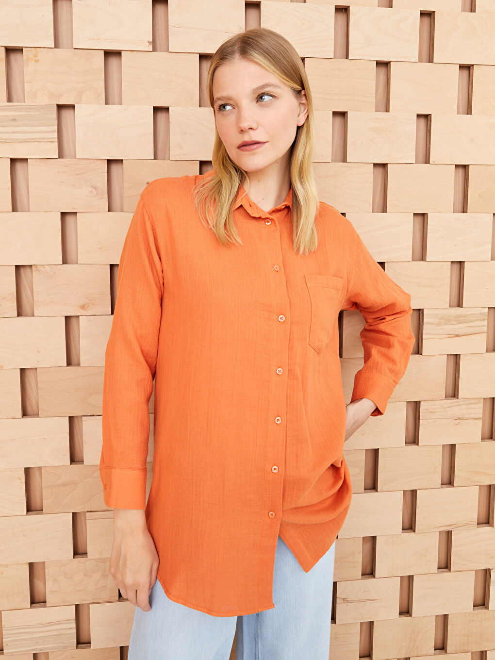 Plain Muslin Women's Shirt Tunic-1