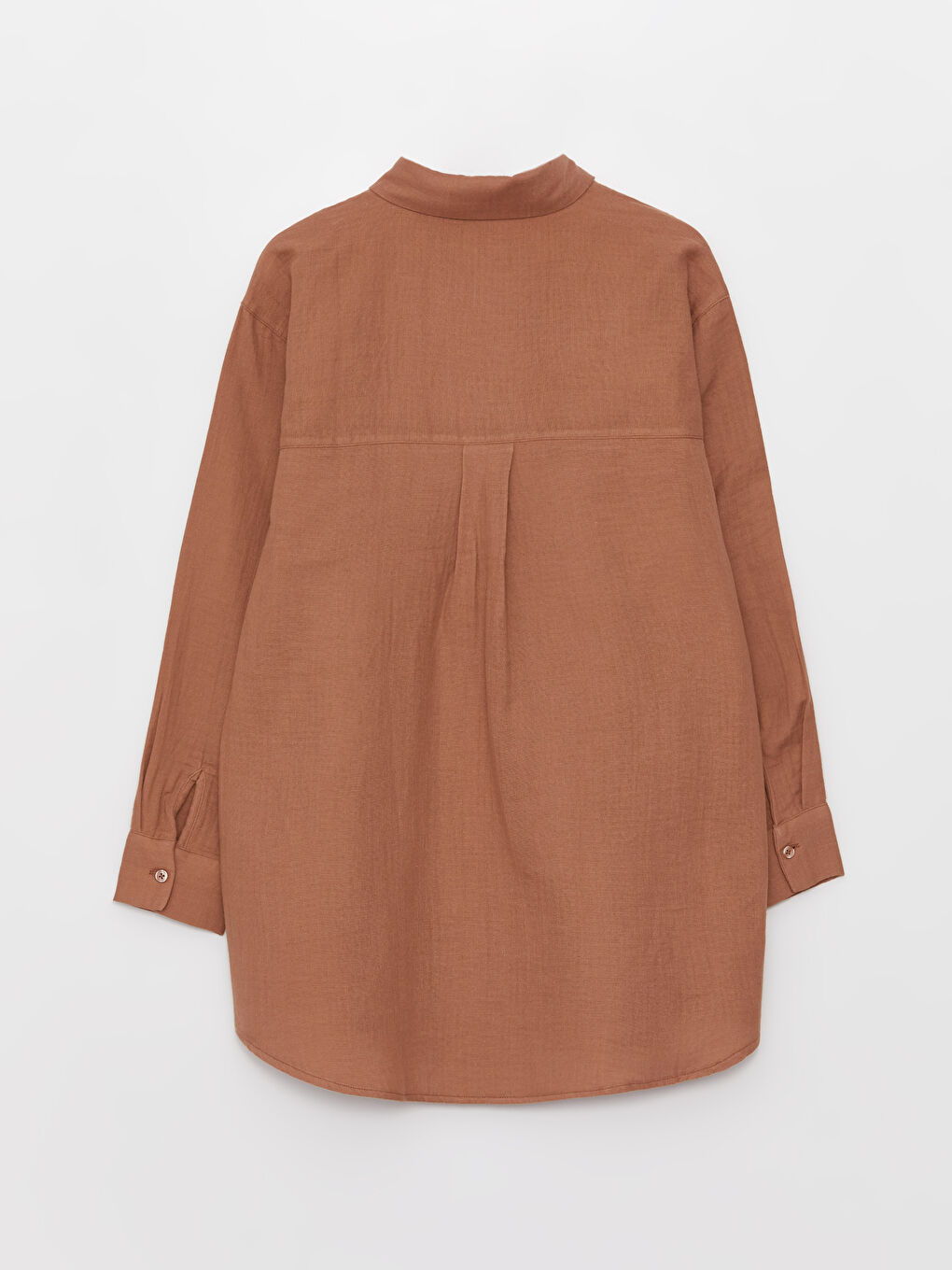 Kahverengi Düz Müslin Kadın Gömlek Tunik-6