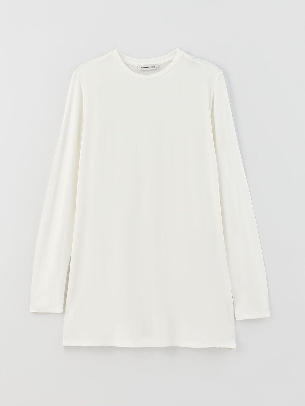 Tricou Simplu cu Mânecă Lungă și Guler Rotund pentru Femei-4