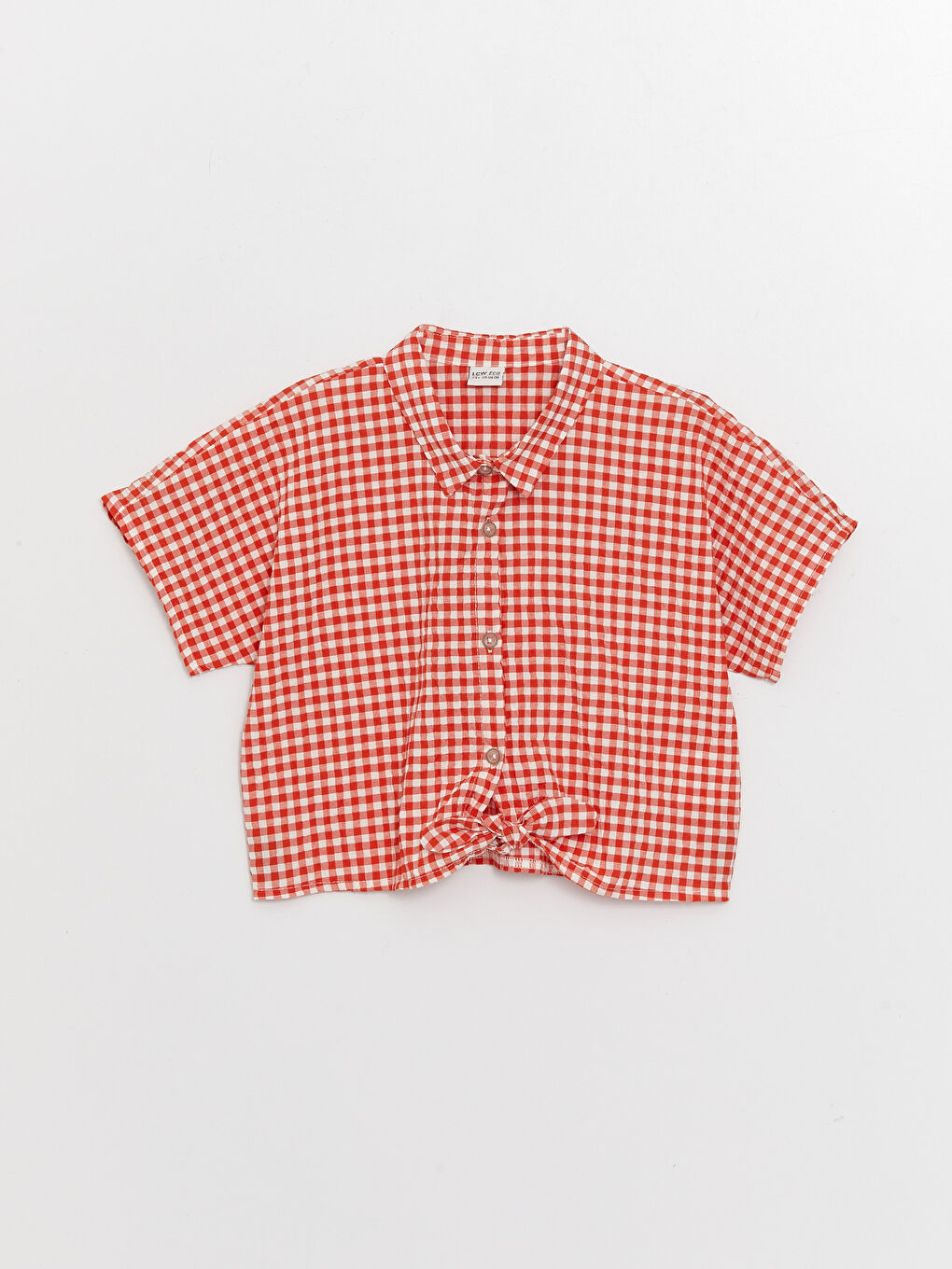 LCW ECO Plaid Short Sleeve Girls' Crop Shirt -S3H419Z4-LP8