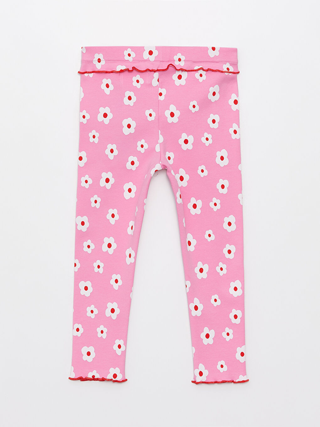 Pembe Beli Lastikli Desenli Kız Bebek Tayt-3