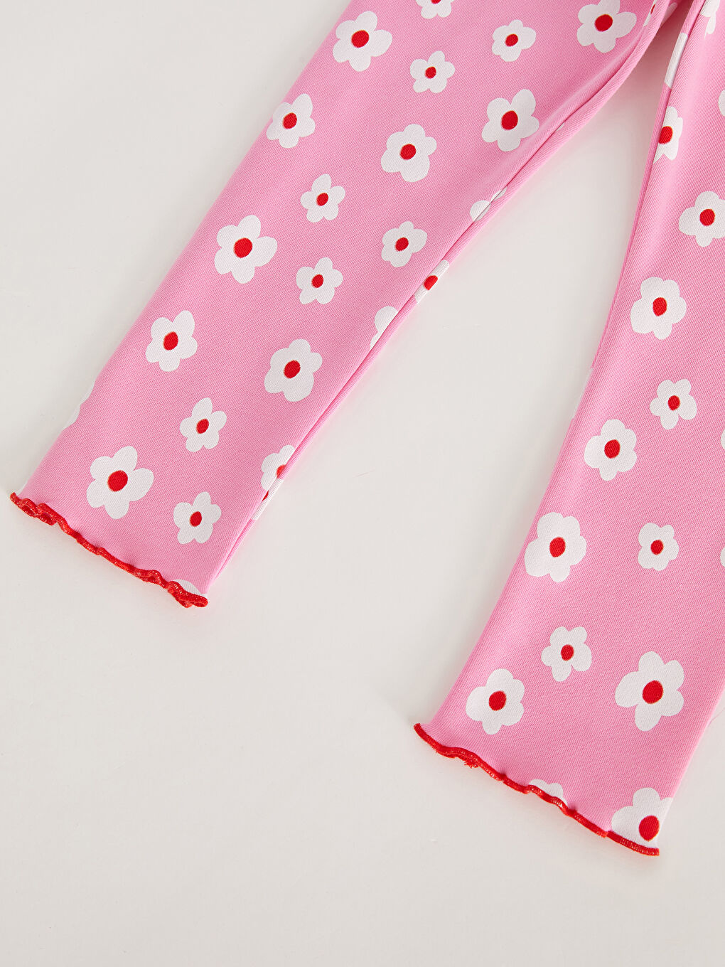 Pembe Beli Lastikli Desenli Kız Bebek Tayt-5