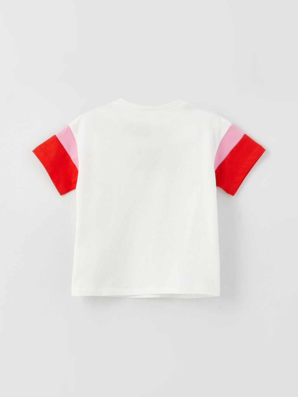 Ekru Bisiklet Yaka Kısa Kollu Baskılı Kız Bebek Tişört Anne Kız Kombini-4