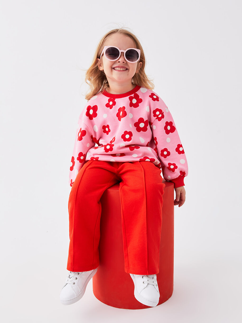 Pembe Bisiklet Yaka Uzun Kollu Kız Bebek Sweatshirt