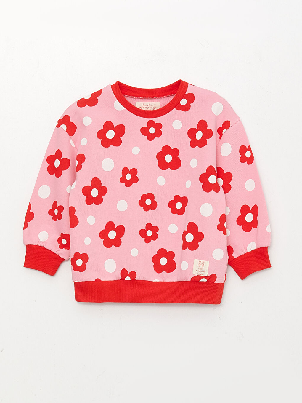 Pembe Bisiklet Yaka Uzun Kollu Kız Bebek Sweatshirt-4