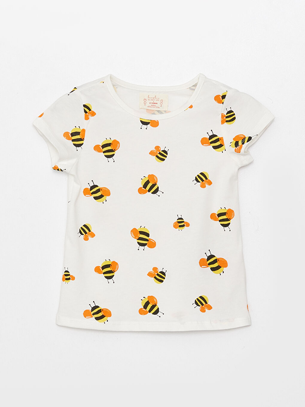 Ekru Baskılı Kız Bebek Tişört ve Salopet 2'li Takım-6