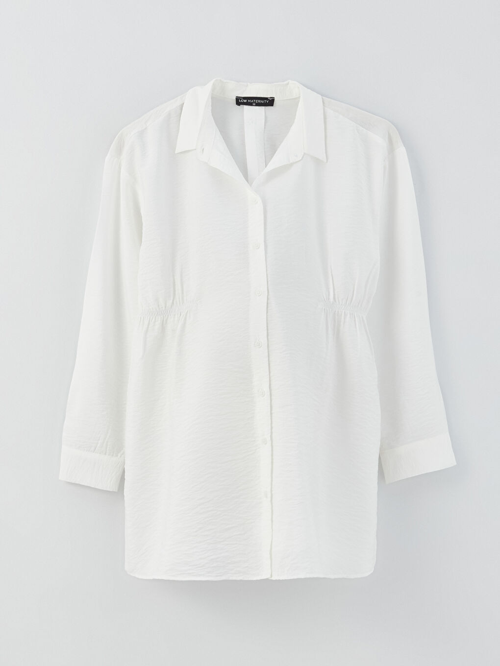 Beyaz Düz Uzun Kollu Hamile Gömlek Tunik-5