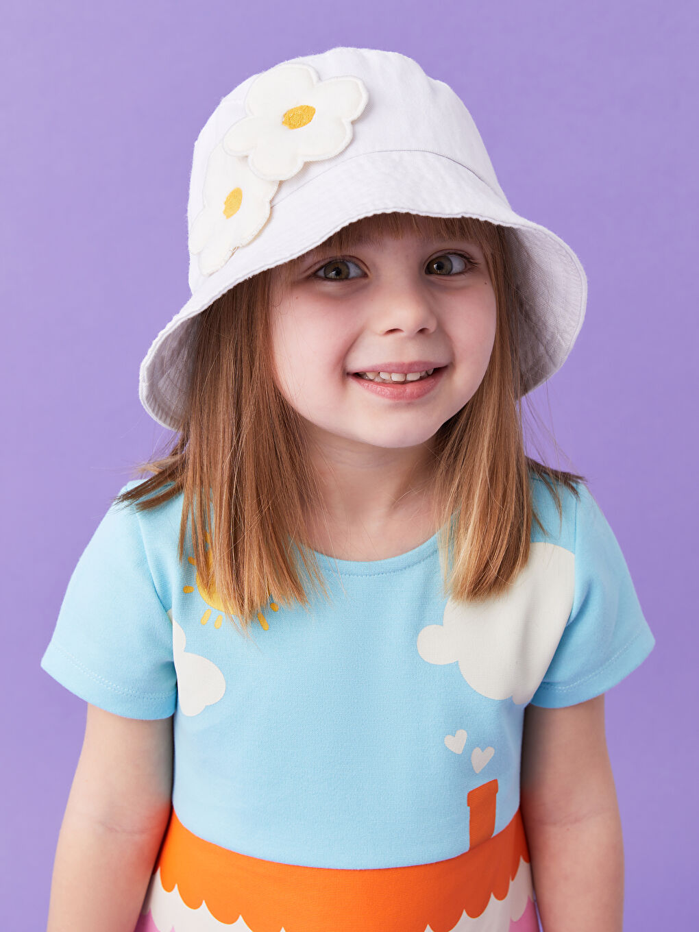 Mavi Bisiklet Yaka Kısa Kollu Baskılı Kız Bebek Elbise-2