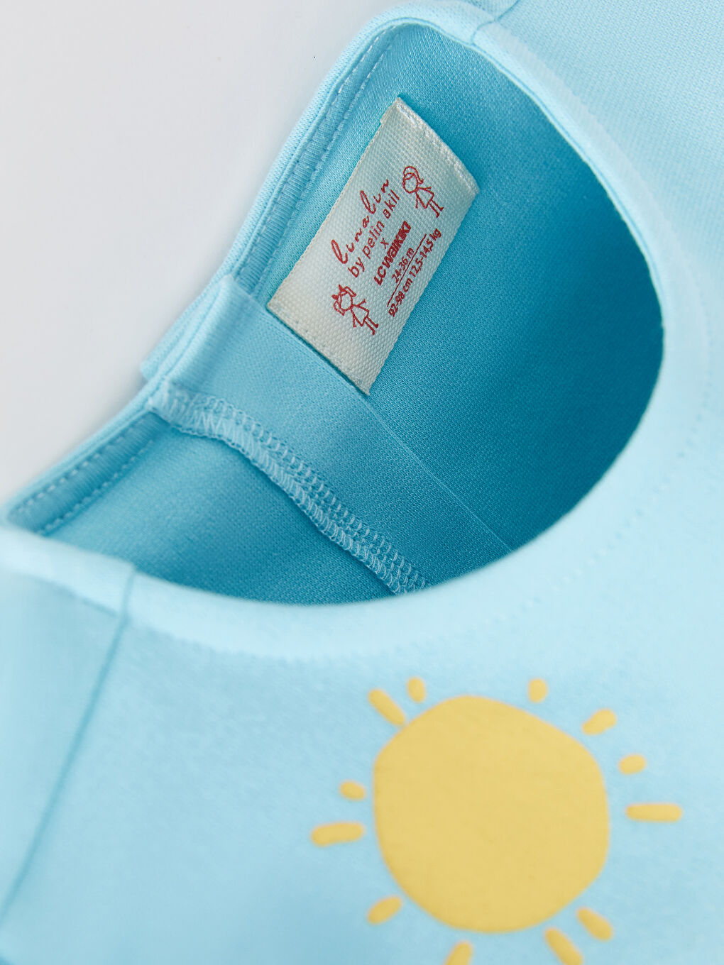 Mavi Bisiklet Yaka Kısa Kollu Baskılı Kız Bebek Elbise-10