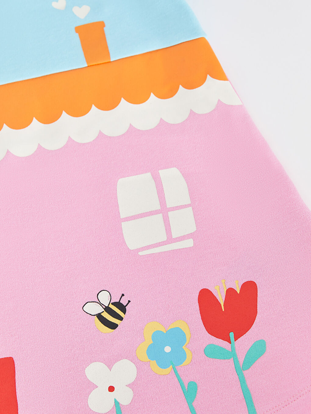 Mavi Bisiklet Yaka Kısa Kollu Baskılı Kız Bebek Elbise-12