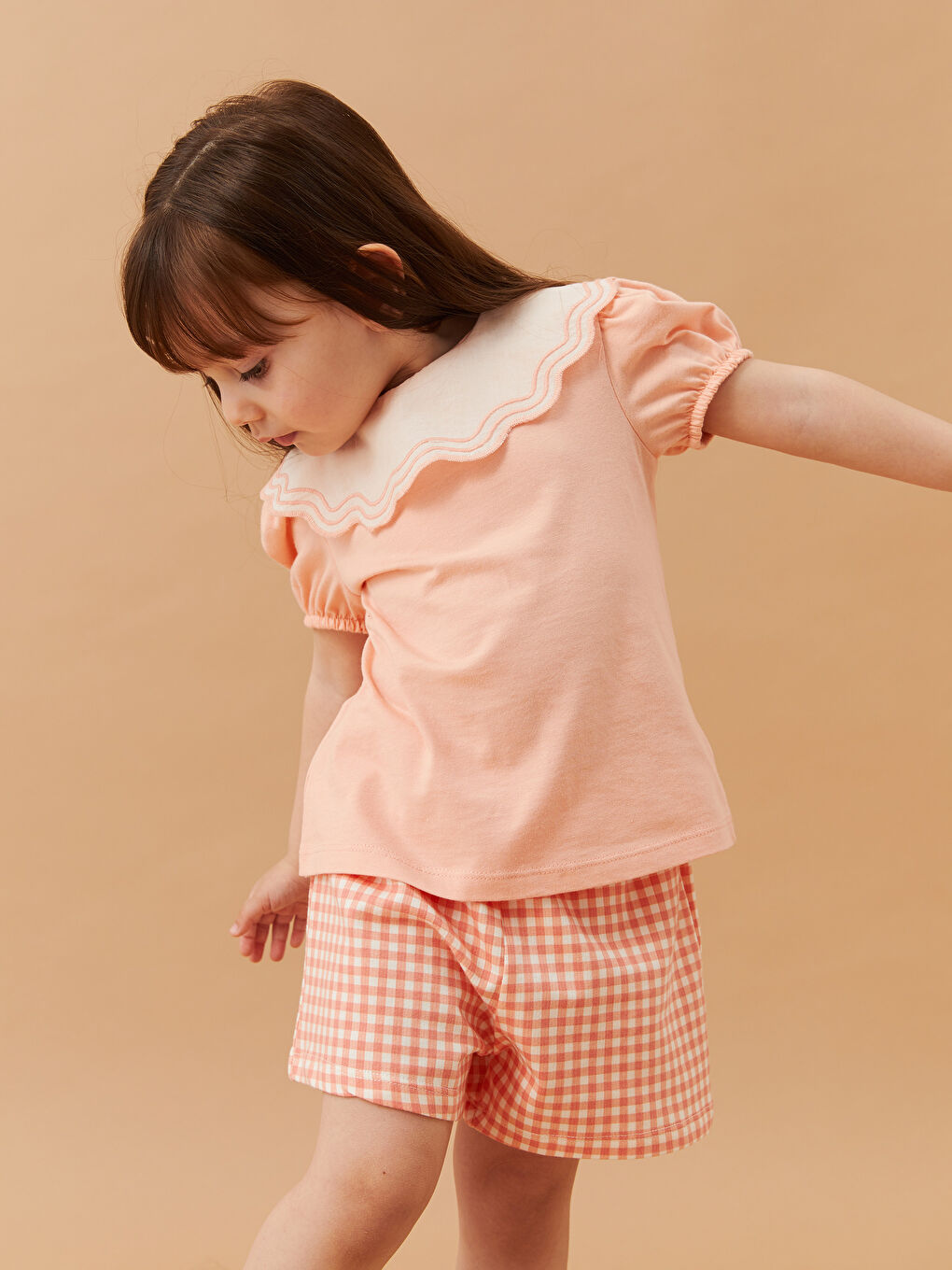 Peter Pan Collar Short Sleeve Baby Girls' T-Shirt