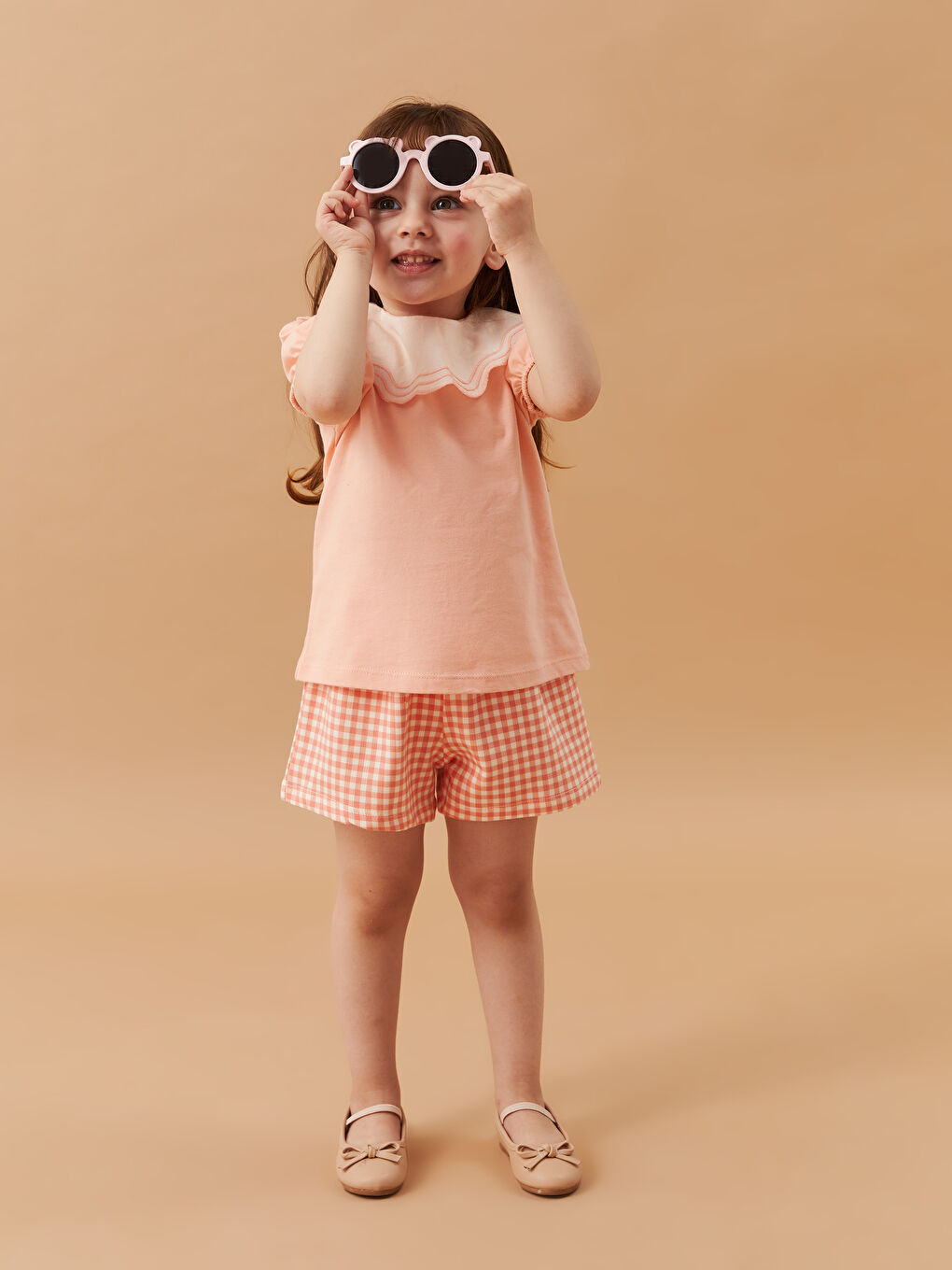 Peter Pan Collar Short Sleeve Baby Girls' T-Shirt-1