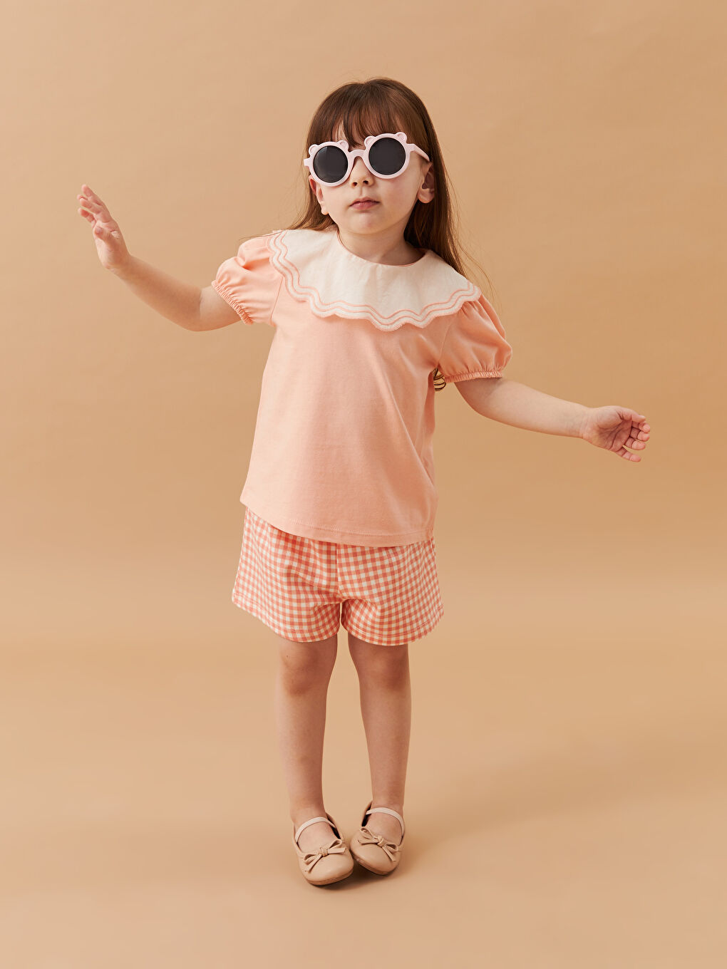 Elastic Waist Check Patterned Baby Girl Shorts -S3H448Z1-LNQ