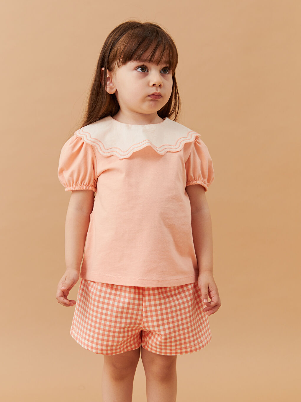 Elastic Waist Check Patterned Baby Girl Shorts -S3H448Z1-LNQ