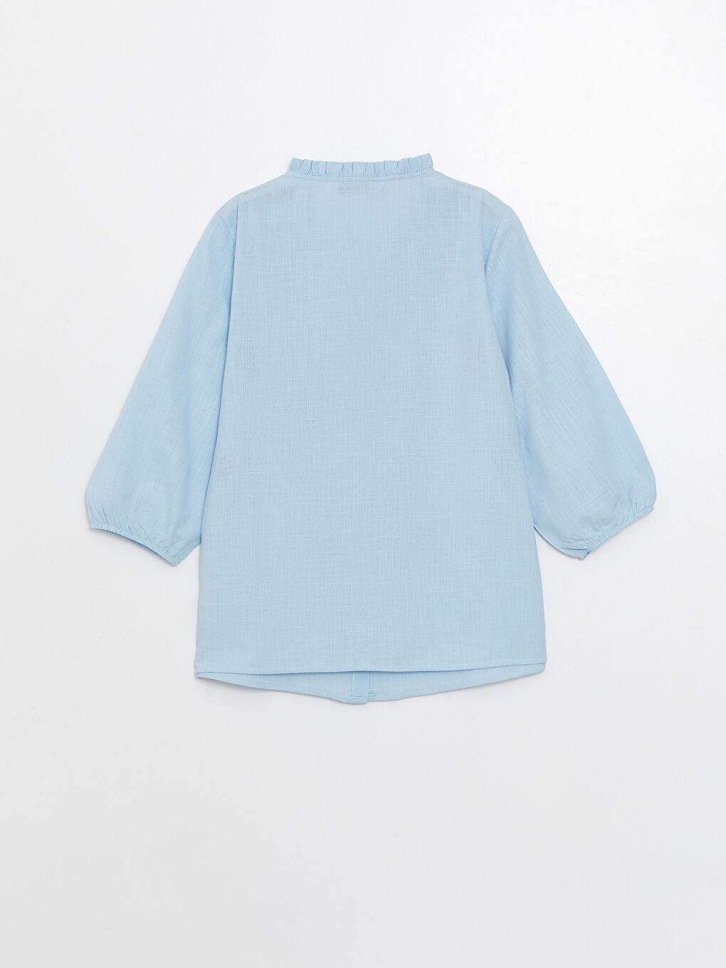 Mavi Kaçık Yaka Nakışlı Poplin Kadın Bluz-6