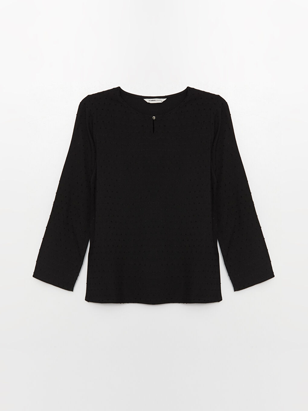 LCW Grace Crew Neck Self-Patterned Long Sleeve Women's Blouse -S3H470Z8-CVL