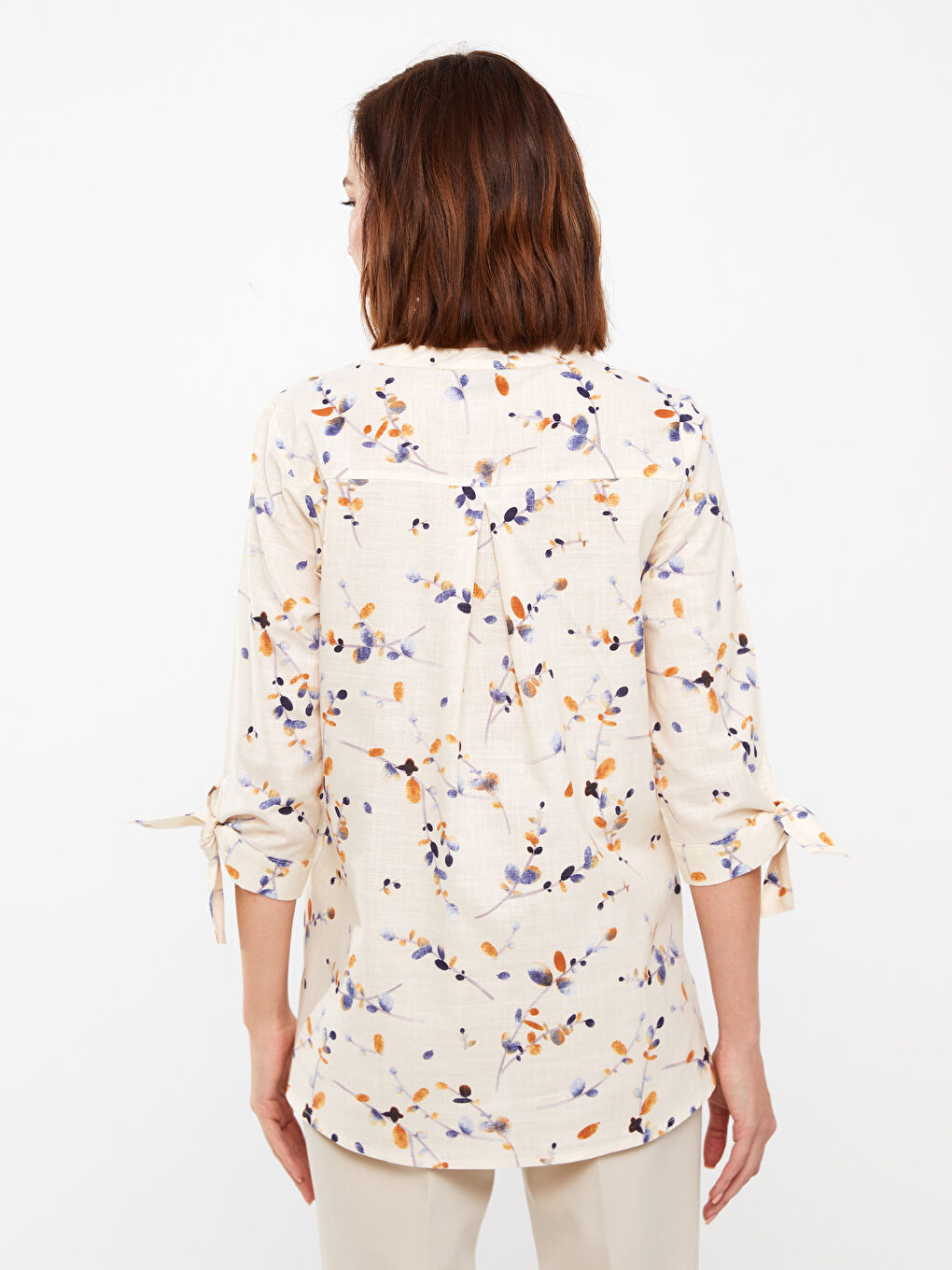 Notch Neck Patterned Women's Shirt-4