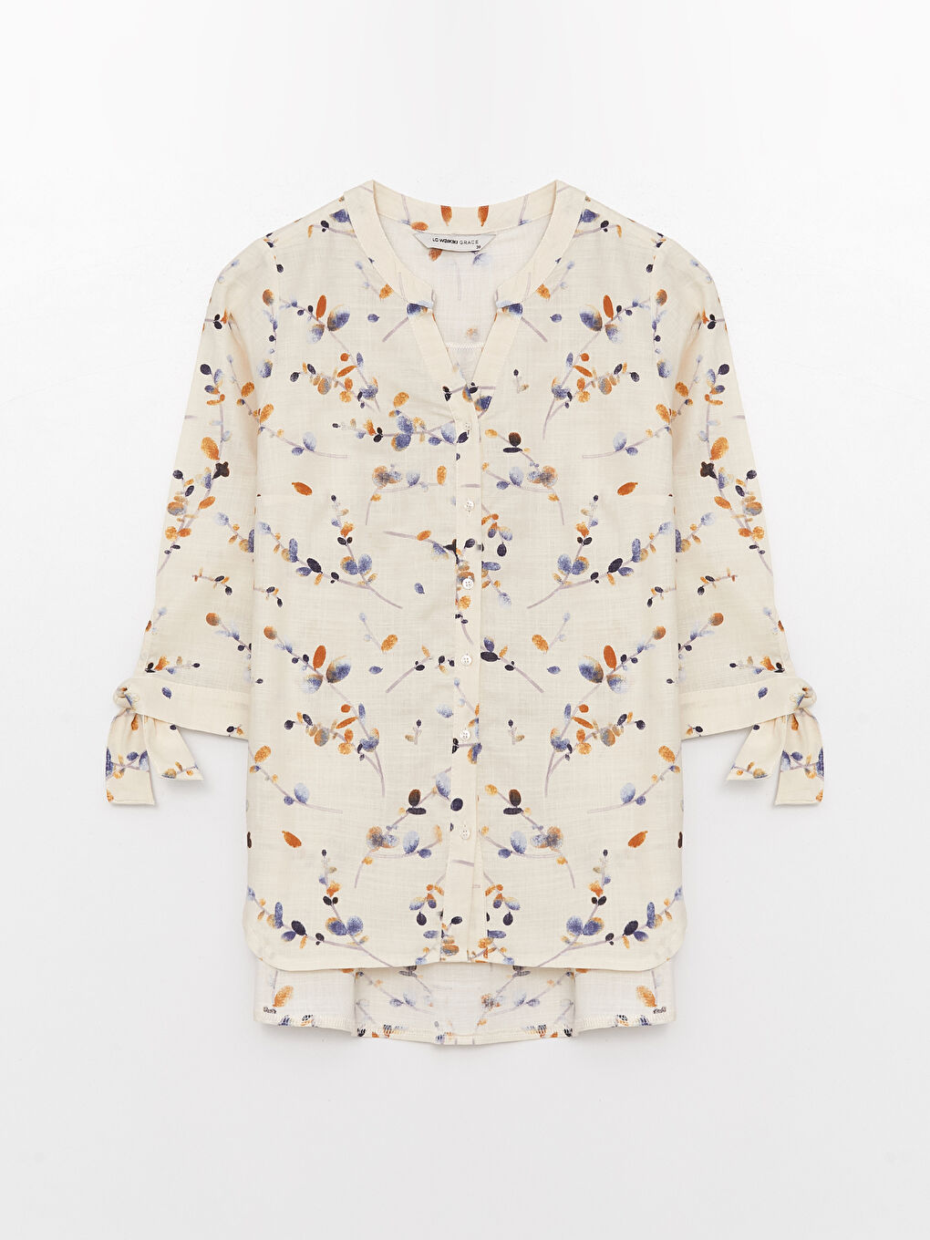 Notch Neck Patterned Women's Shirt-5