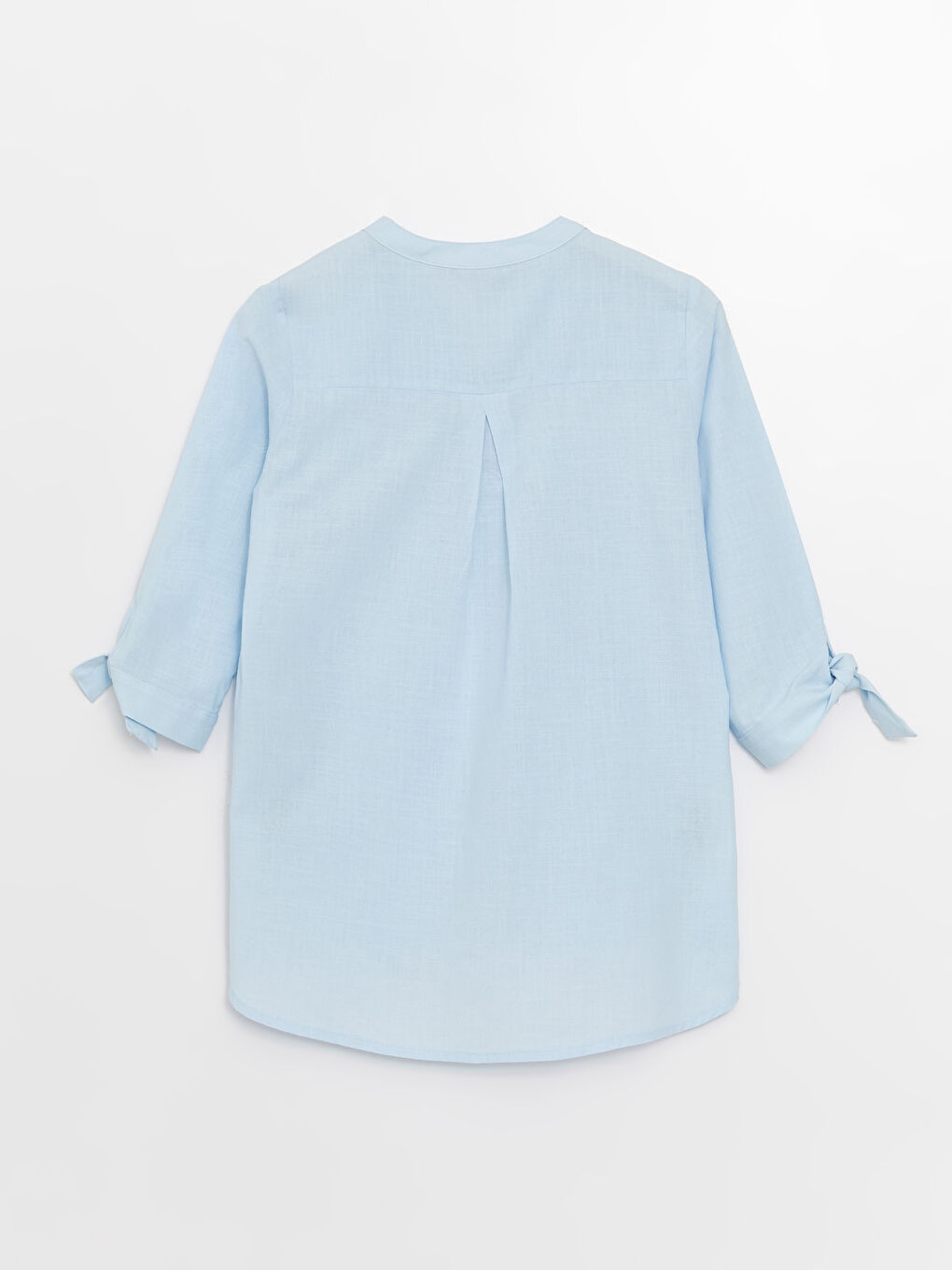 Mavi Kadın Kaçık Yaka Düz Gömlek-6