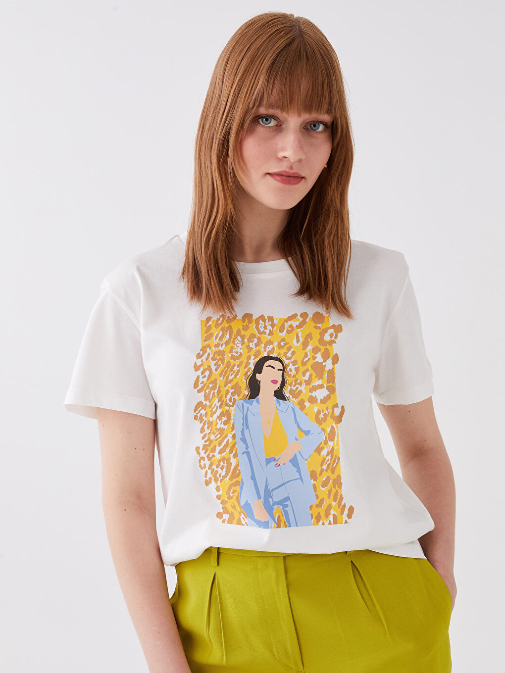 Crew Neck Printed Short Sleeve Women's T-Shirt-1